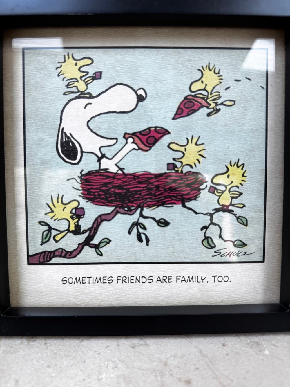 Vtg Hallmark Peanuts Frame Plaque Charles Schulz Tabletop Wall Art 7x7